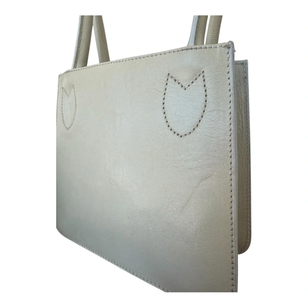 Furla Rare Authentic Y2K 90s Shoulder Mini Tote Bag in Cream Leather - Picture 7 of 13